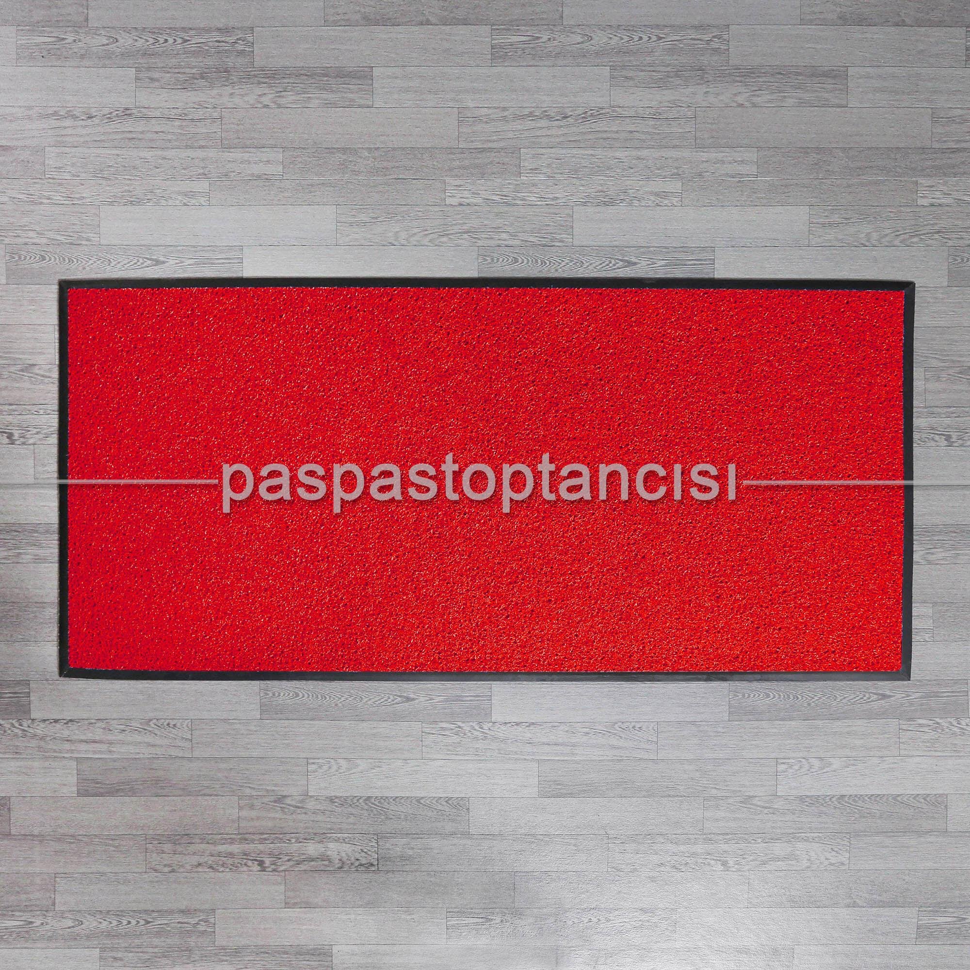 Özel Kauçuk Kenarlıklı Kaymaz Kırmızı Kıvırcık Paspas