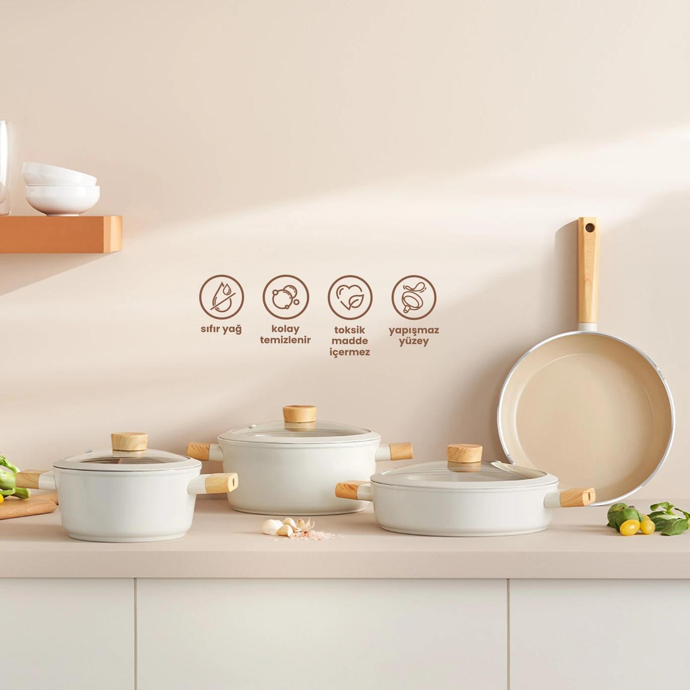 Emsan Swiss Crystal 7 Parça Tencere Seti | Yeni Ev Dünyası