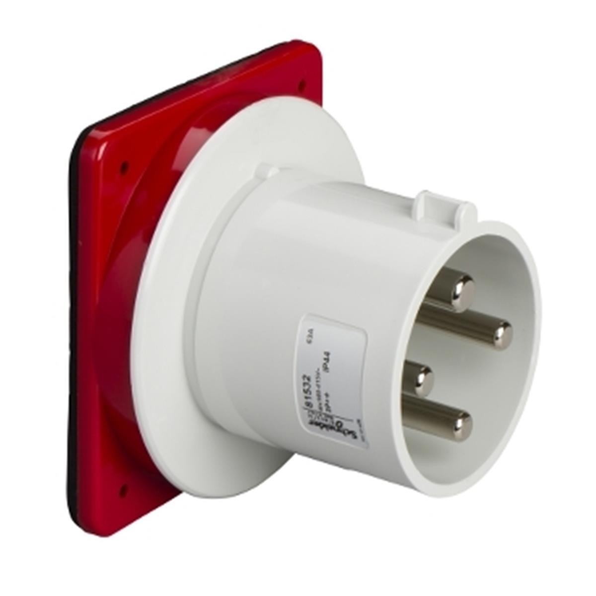 81532
6x63A, trifaze, 3P+T, IP44, VİDALI, Düz Makine Fiş