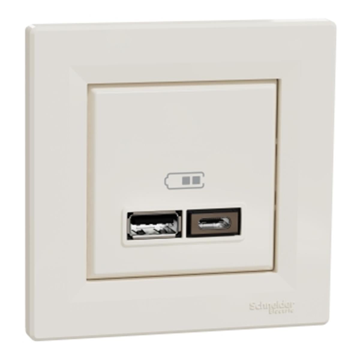EPH2700323
Asfora USB Prizi, 2.4A, ikili, Type A+C, krem