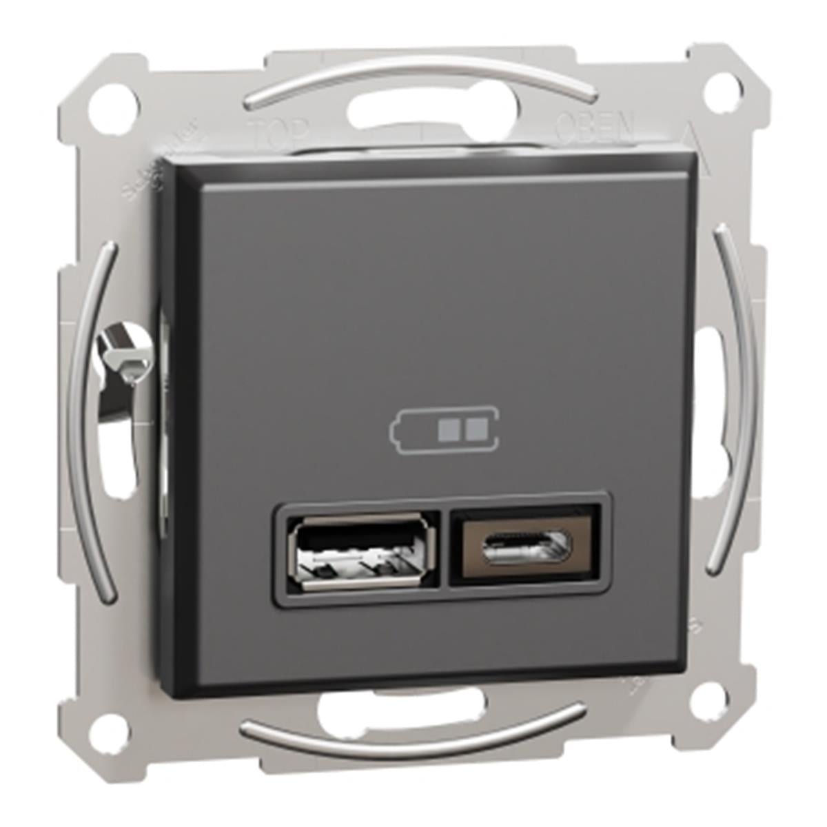 EPH2700371
Asfora USB Prizi, 2.4A, ikili, Type A+C, antrasit