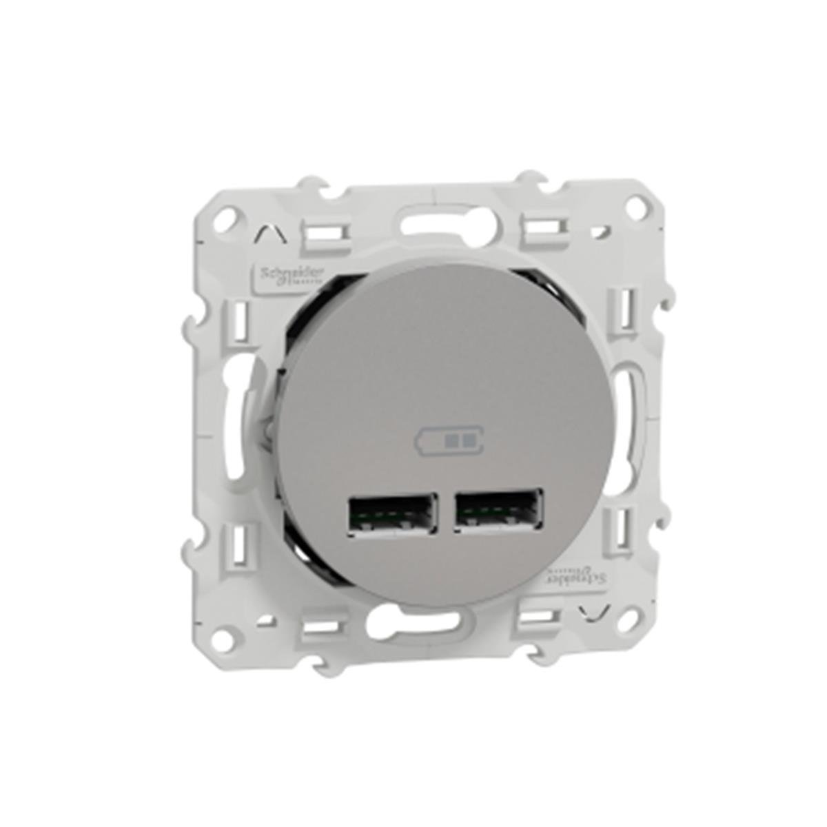 S530407
Odace İkili USB Priz 2,1A Alüminyum