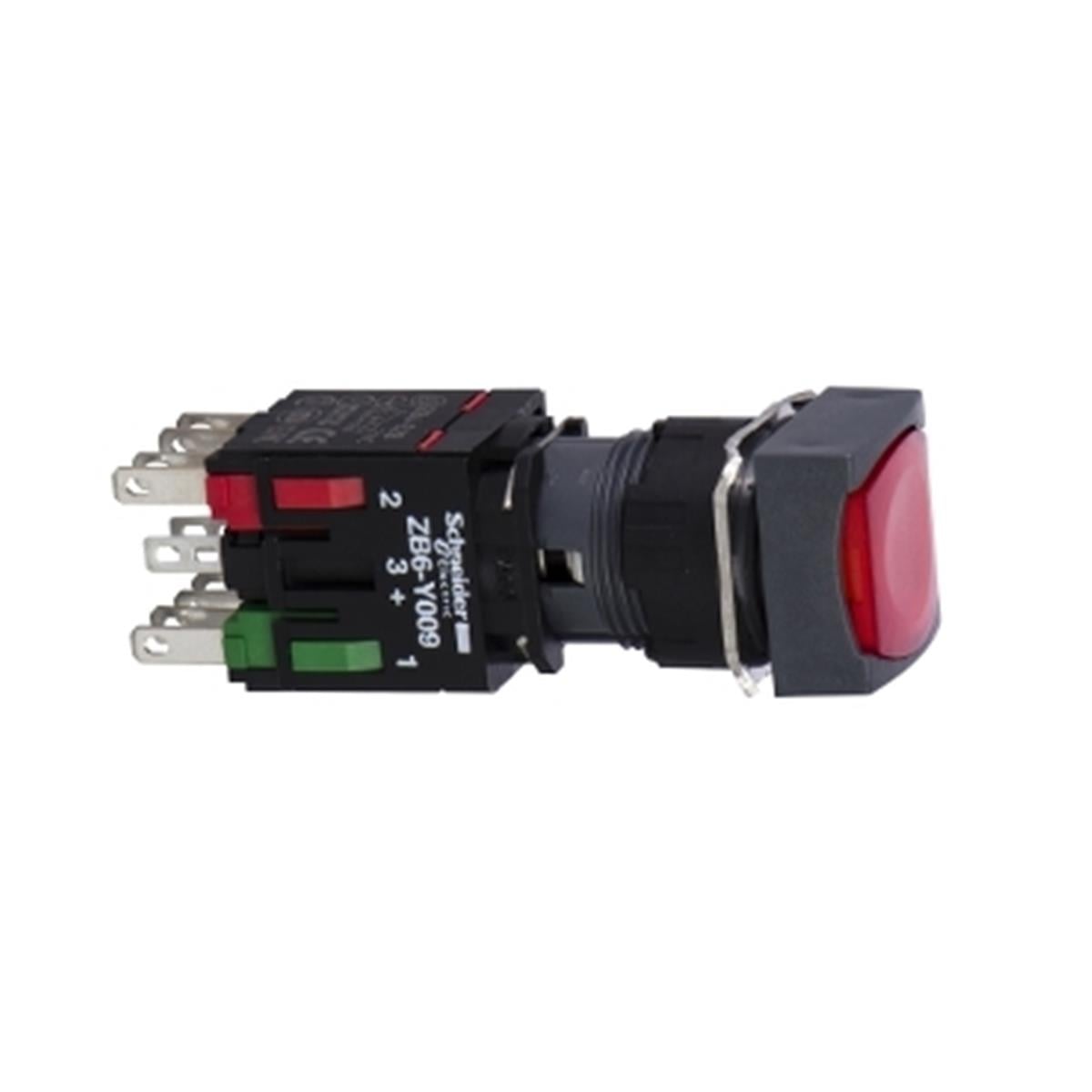 XB6CW4B2B
Kırmızı kare ışıklı buton Ø16 yaylı dönüş 1NK 12..