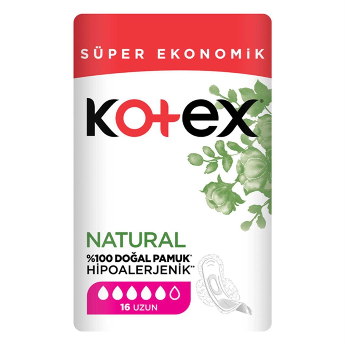 Kotex Natural Ultra Hijyenik Ped Süper Ekonomik Uzun 16'lı