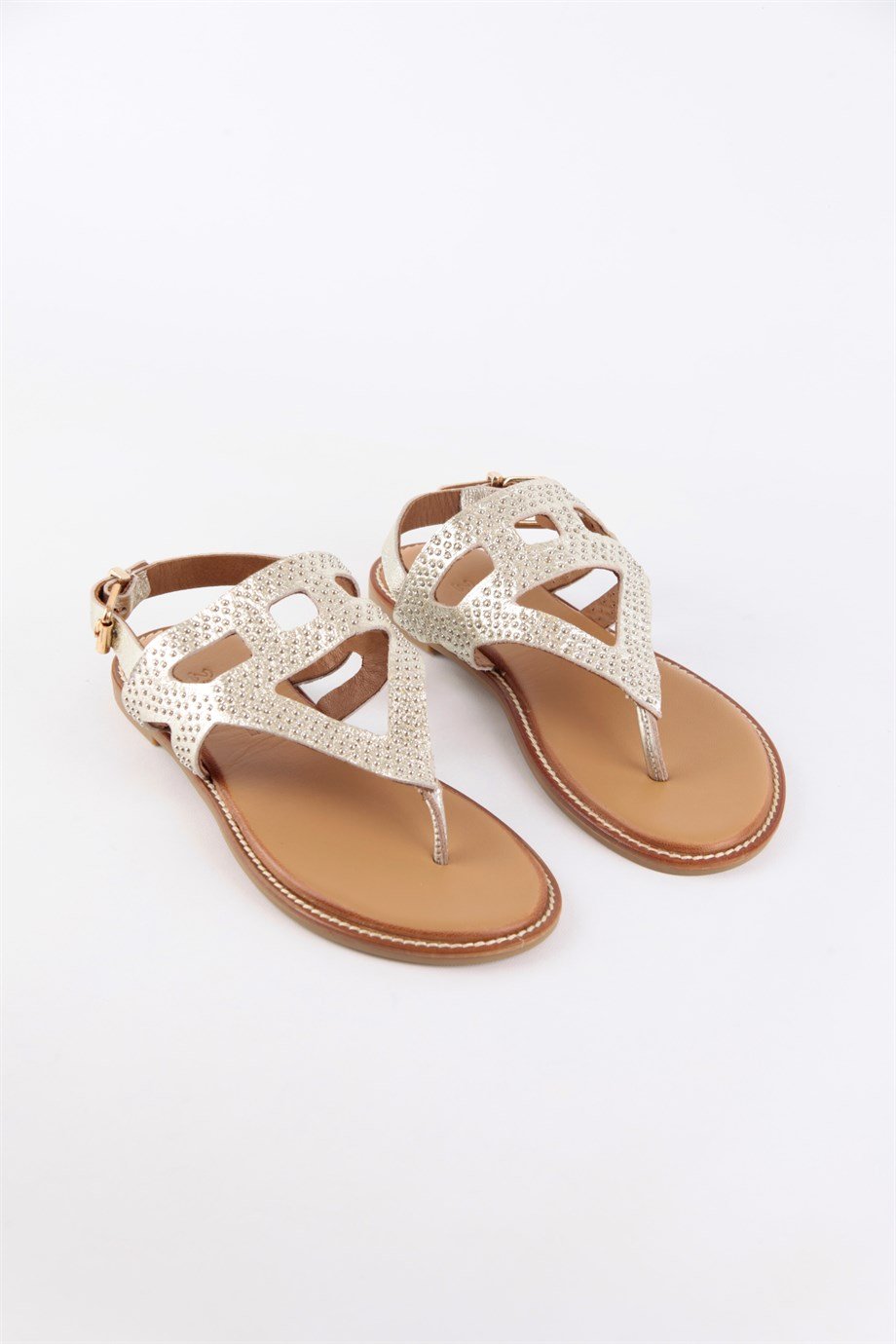 Agnes Altın Hakiki Deri Kadın Sandalet