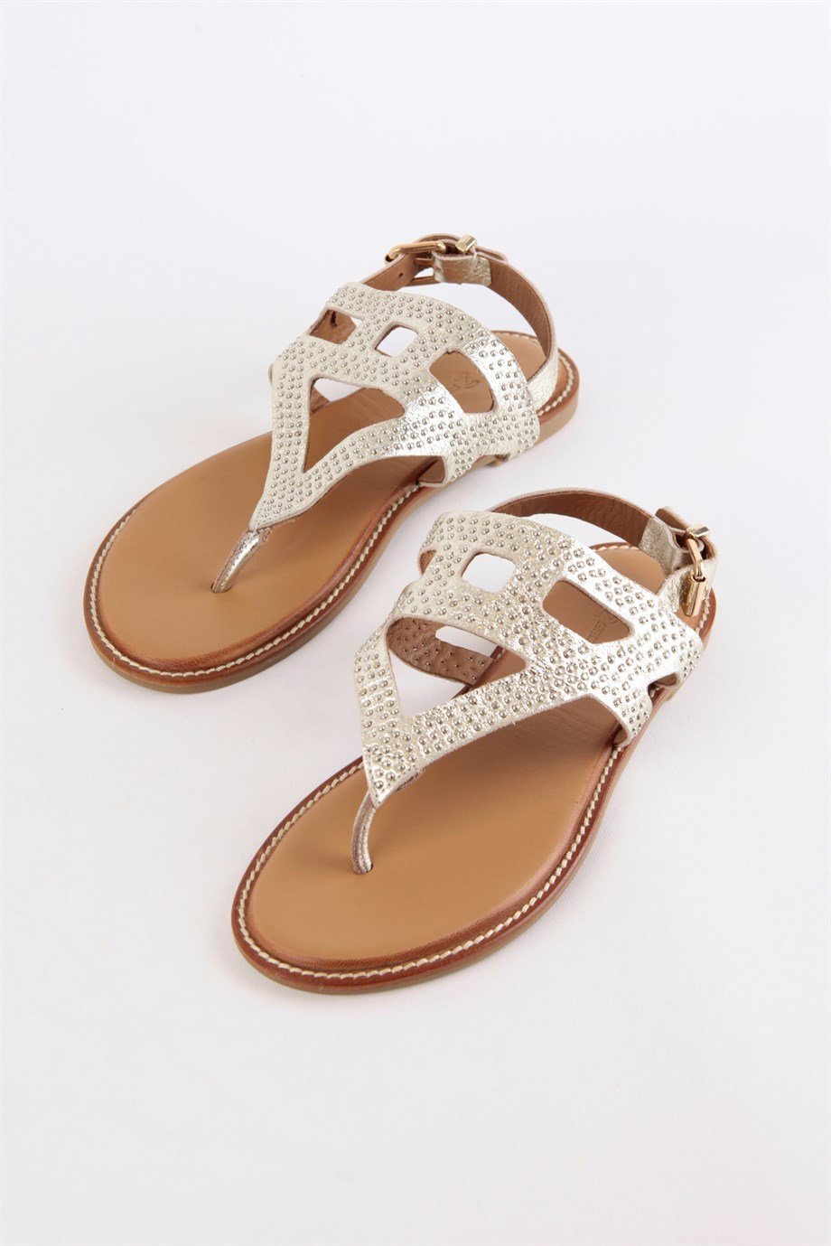 Agnes Altın Hakiki Deri Kadın Sandalet