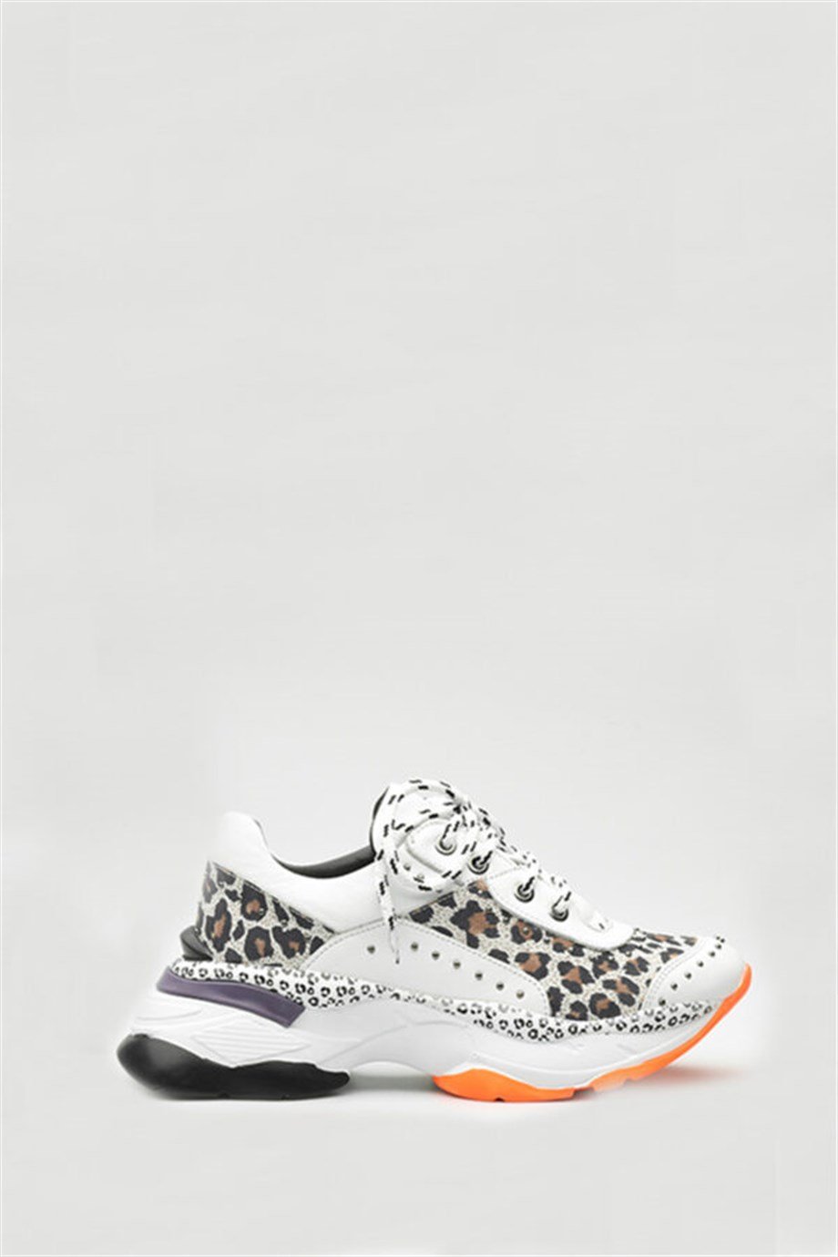 Akira Leopar Desen Deri Kalın Tabanlı Kadın Sneakers