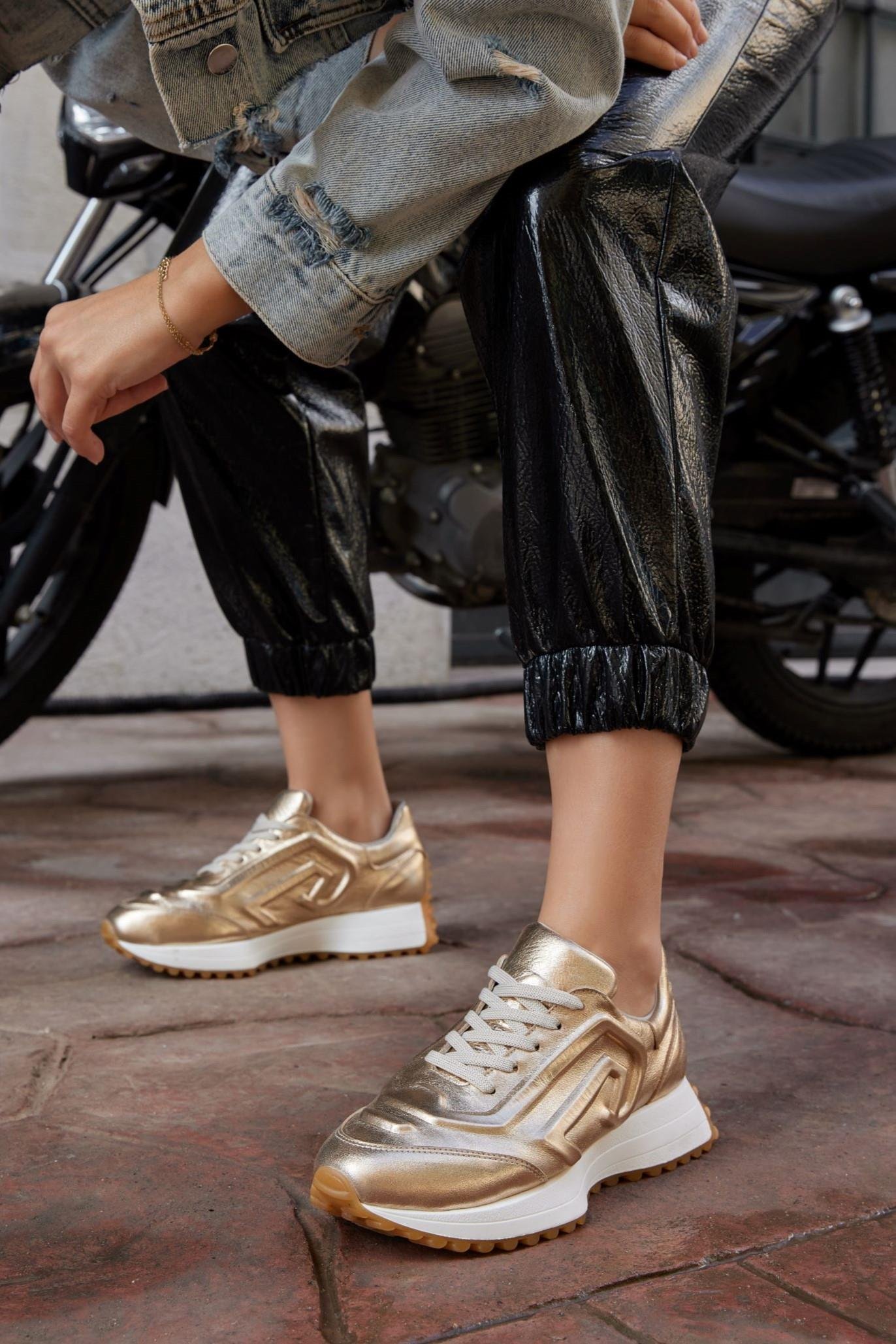 Alessi Altın Hakiki Deri Kadın Sneaker