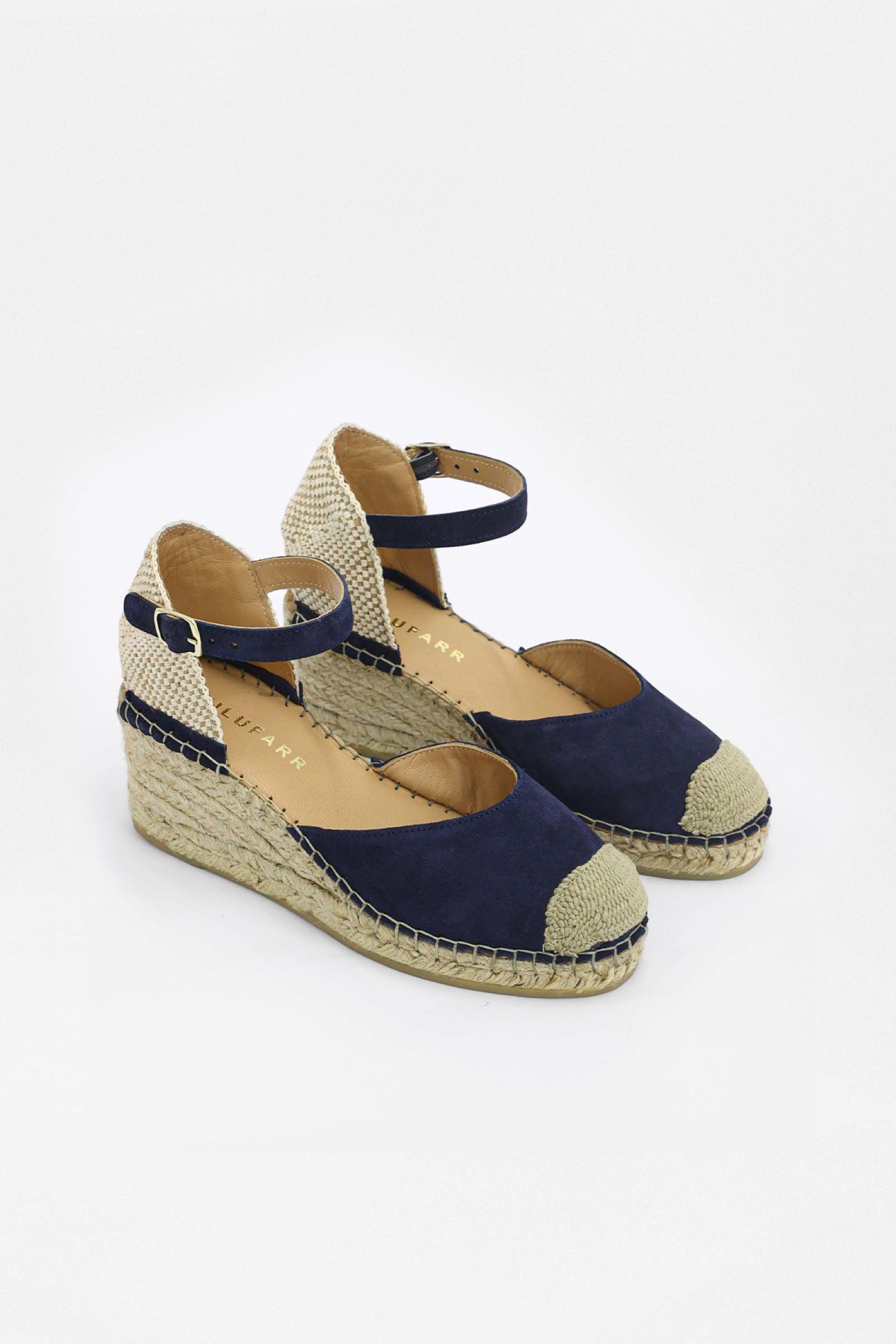 Alfa Lacivert Süet Hakiki Deri Kadın Topuklu Sandalet