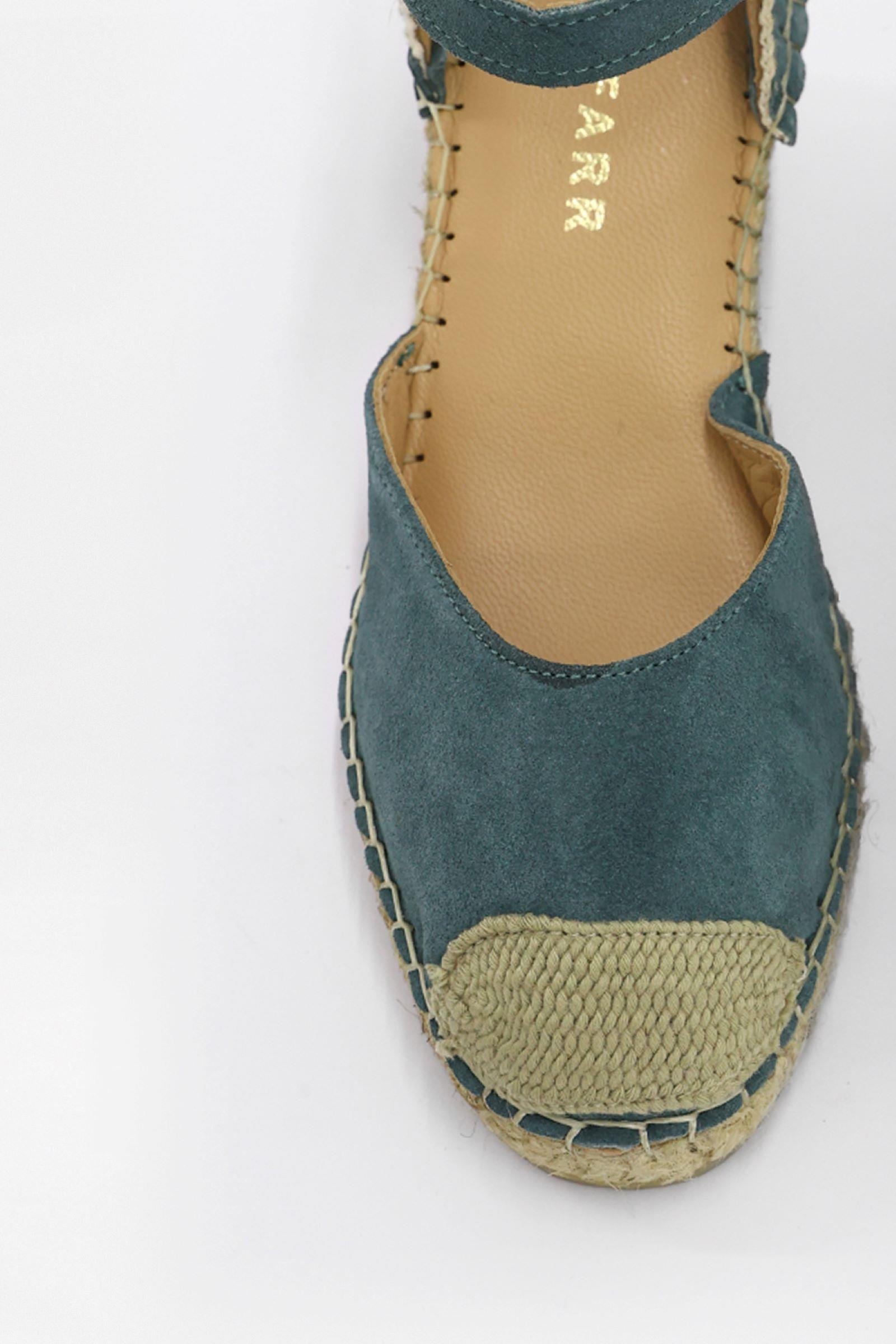 Alfa Yeşil Süet Hakiki Deri Kadın Topuklu Sandalet