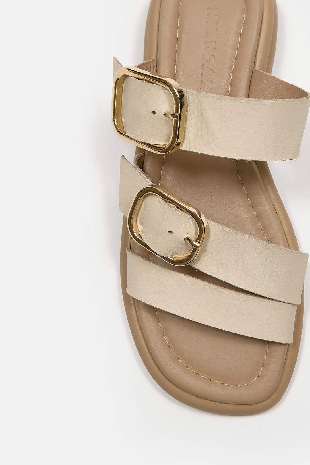 Almedia Bej Hakiki Deri Kadın Terlik