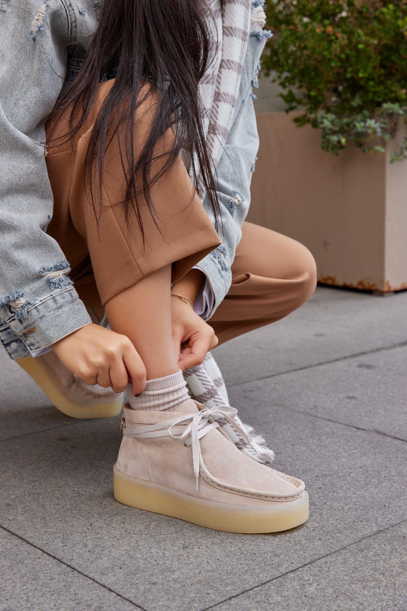 Amber Bisküvi Hakiki Süet Kadın Bağcıklı Bot