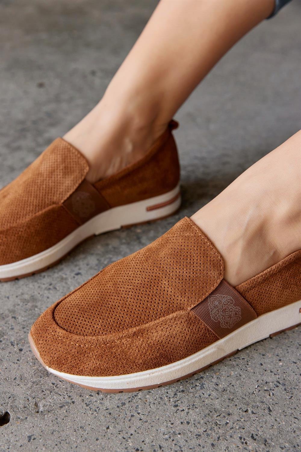 Amelya Taba Süet Hakiki Deri Kadın Sneaker