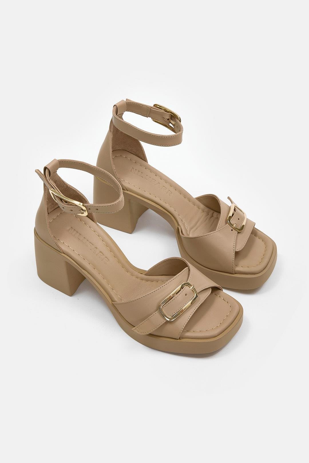Ania Nude Hakiki Deri Topuklu Kadın Sandalet