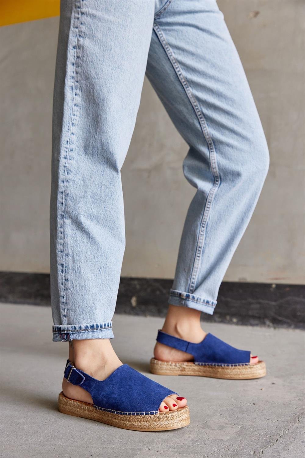 Аря Синие Замшевые Женские Эспадрильи