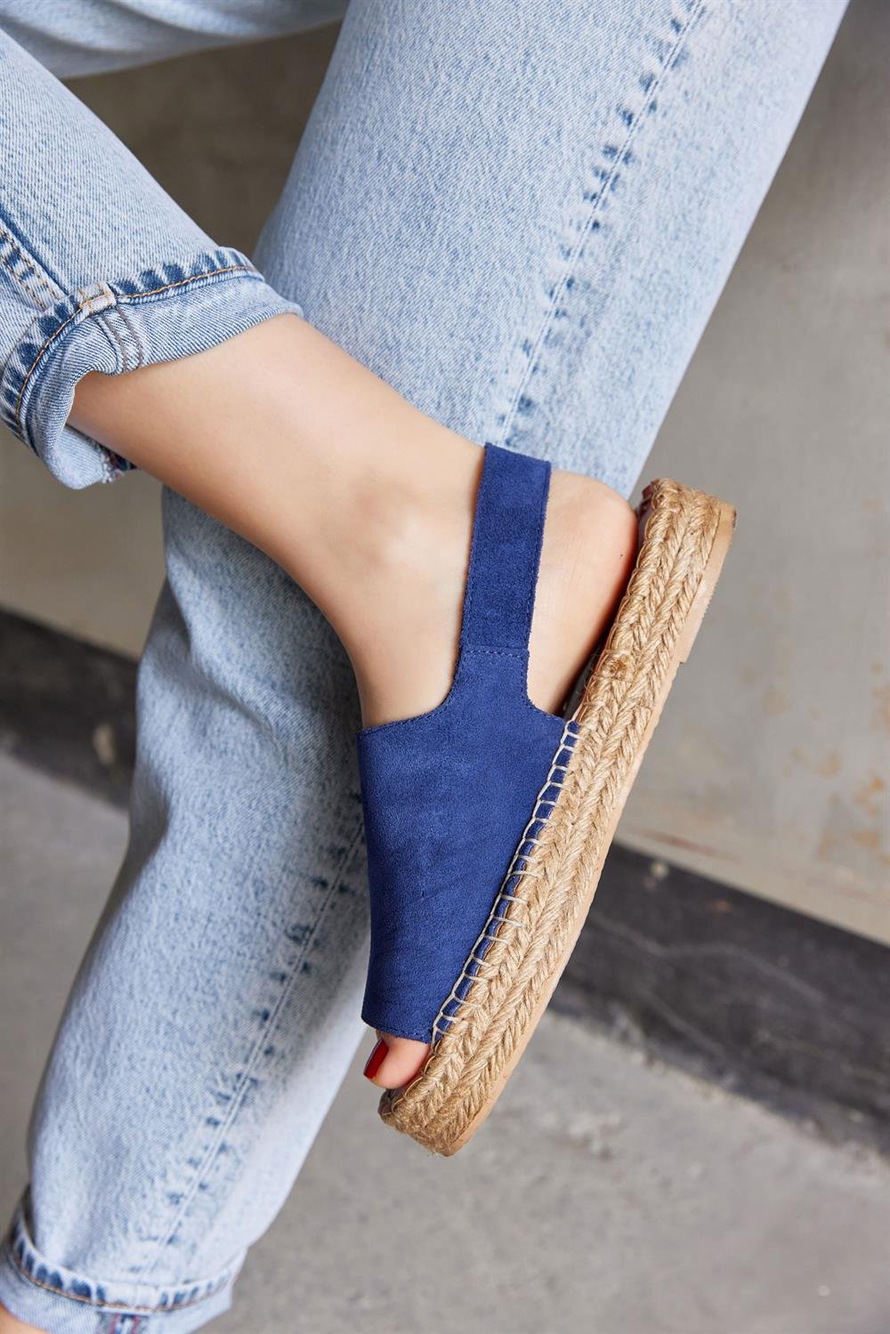 Аря Синие Замшевые Женские Эспадрильи