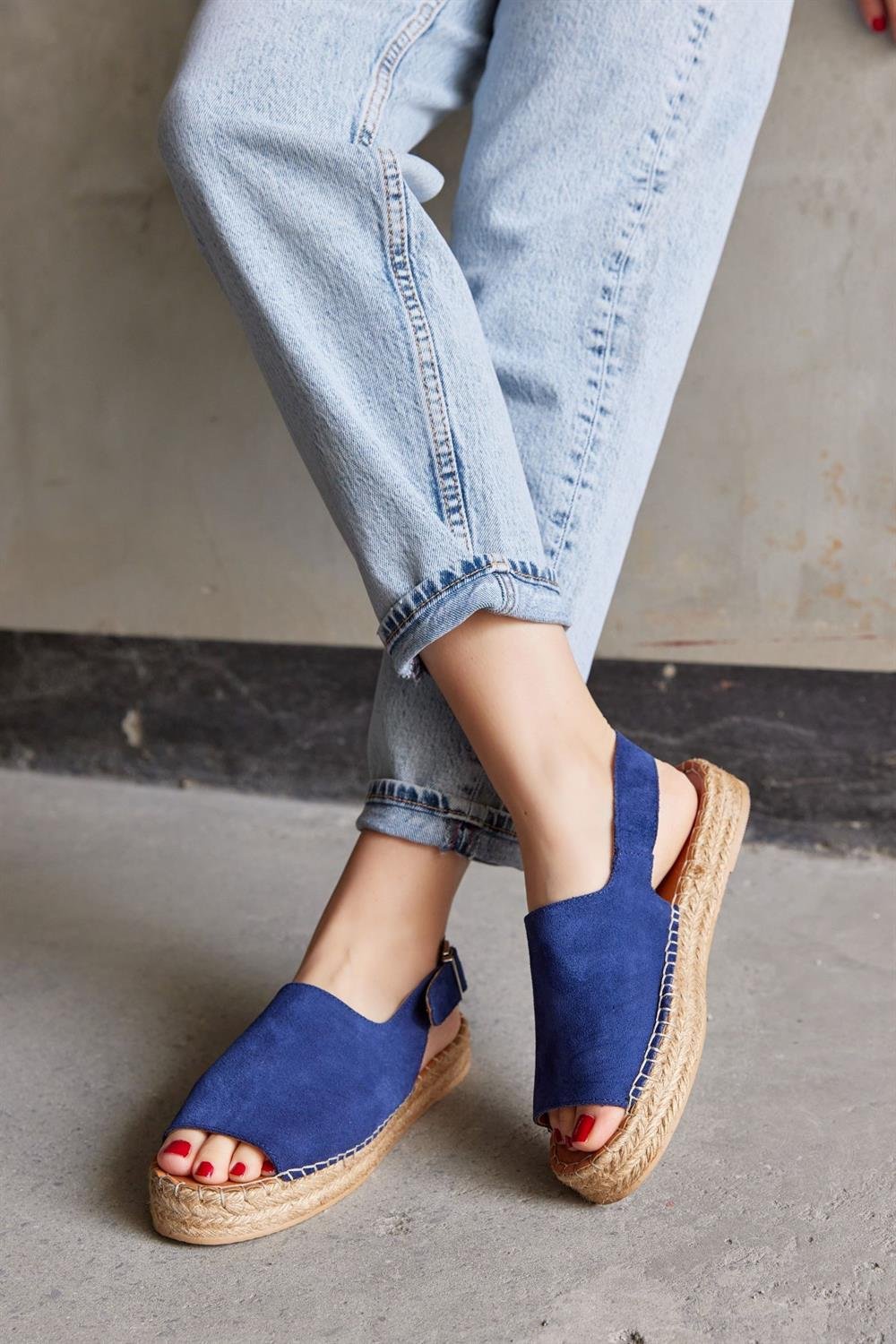 Аря Синие Замшевые Женские Эспадрильи