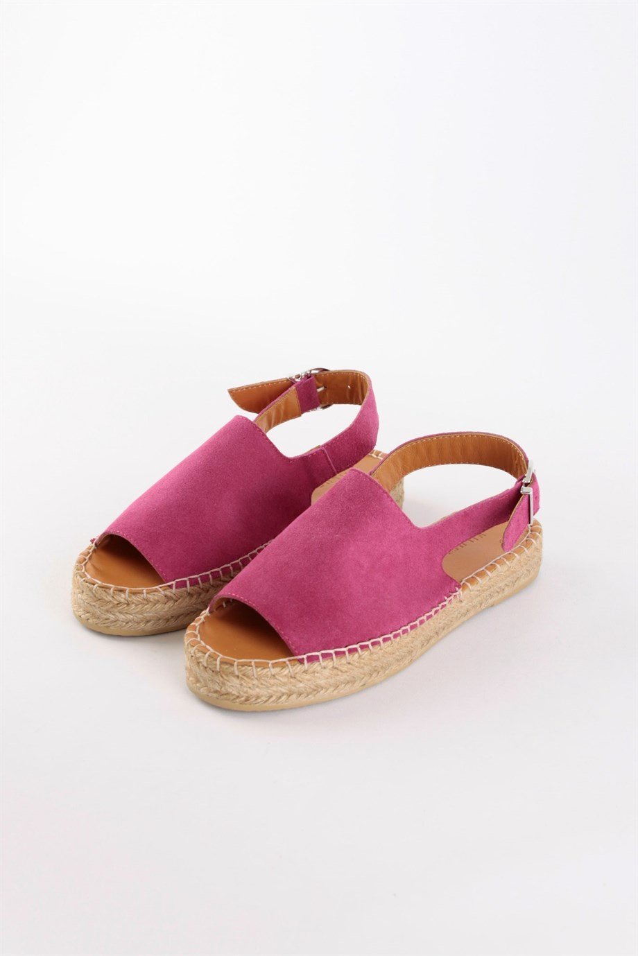 Arya Fuşya Süet Hakiki Deri Kadın Espadril Sandalet
