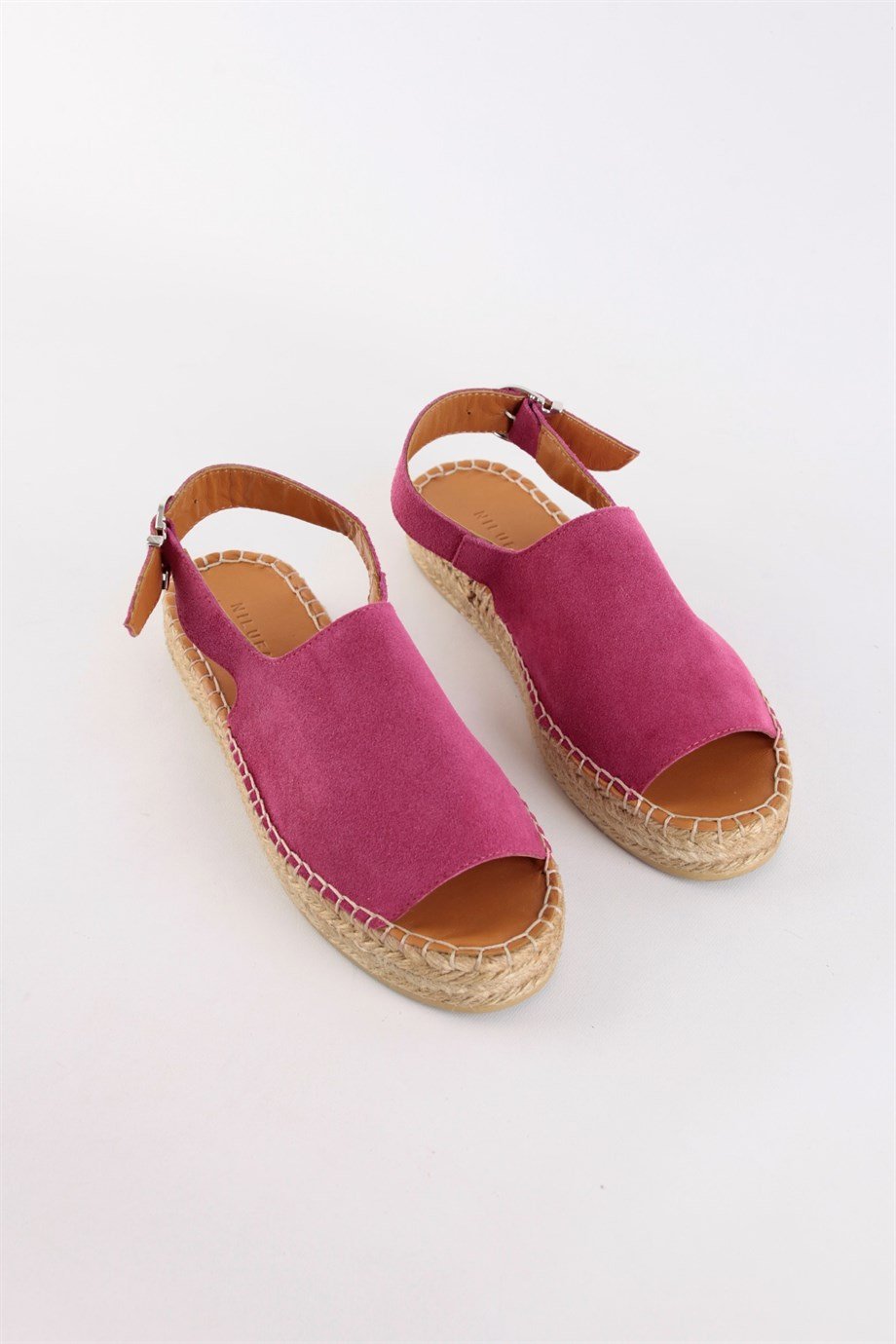 Arya Fuşya Süet Hakiki Deri Kadın Espadril Sandalet