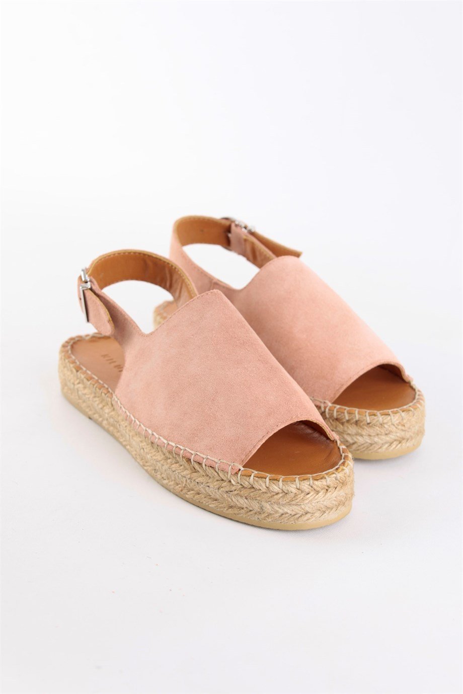 Arya Pudra Süet Hakiki Deri Kadın Espadril Sandalet