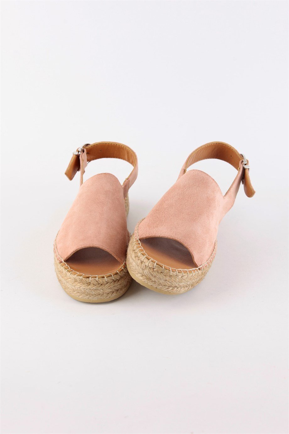 Arya Pudra Süet Hakiki Deri Kadın Espadril Sandalet