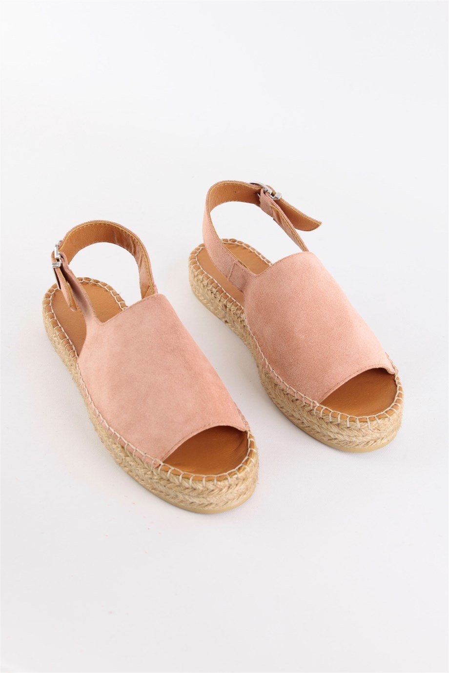 Arya Pudra Süet Hakiki Deri Kadın Espadril Sandalet