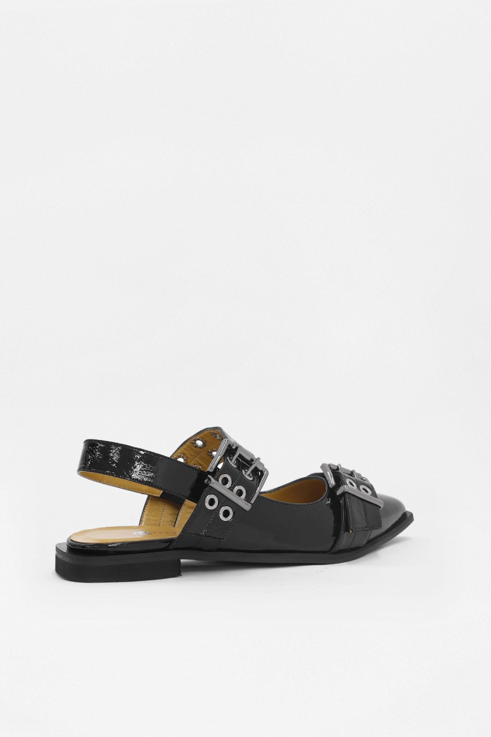 Asos Siyah Rugan Hakiki Deri Kemer Aksesuarlı Babet