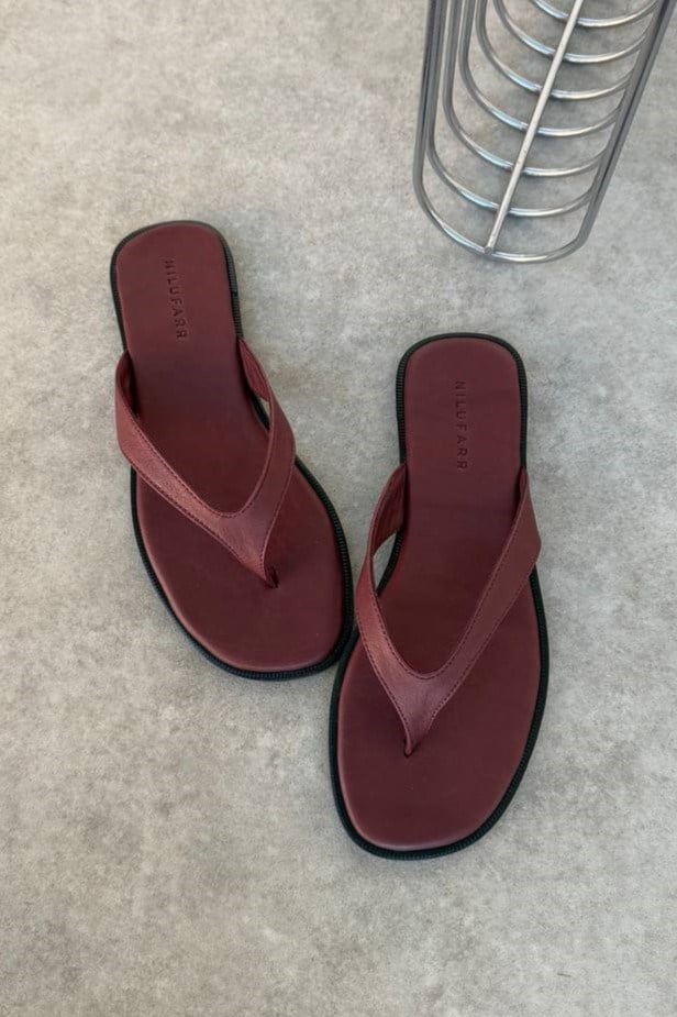 Babe Bordo Hakiki Deri Parmak Arası Terlik