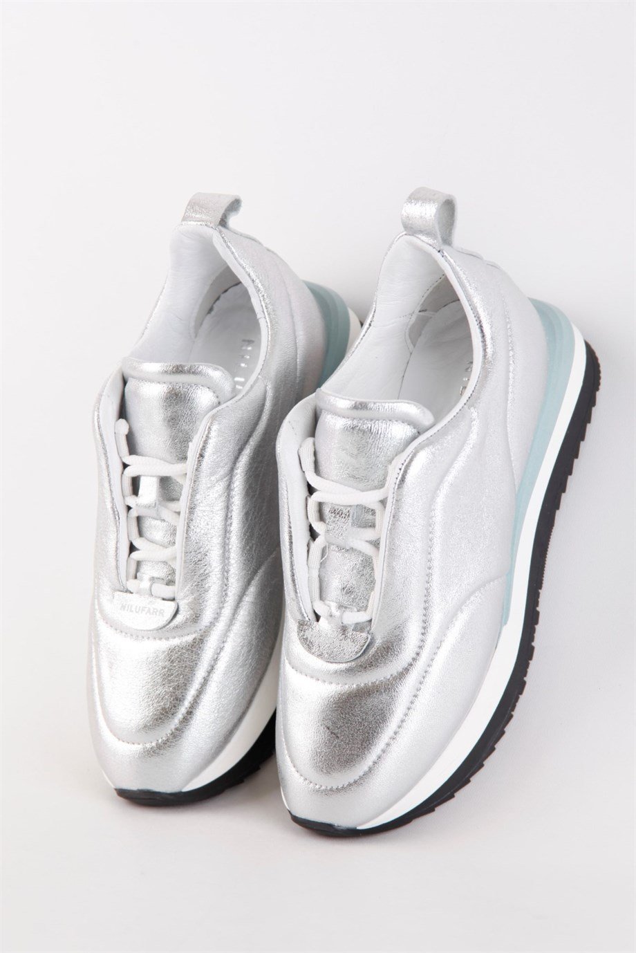 Balla Gümüş Hakiki Deri Kadın Sneaker