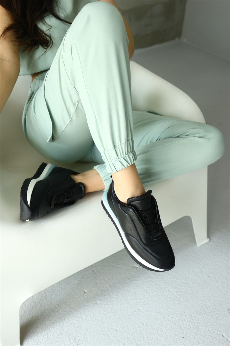  Balla Black Leather Women's Sneaker
