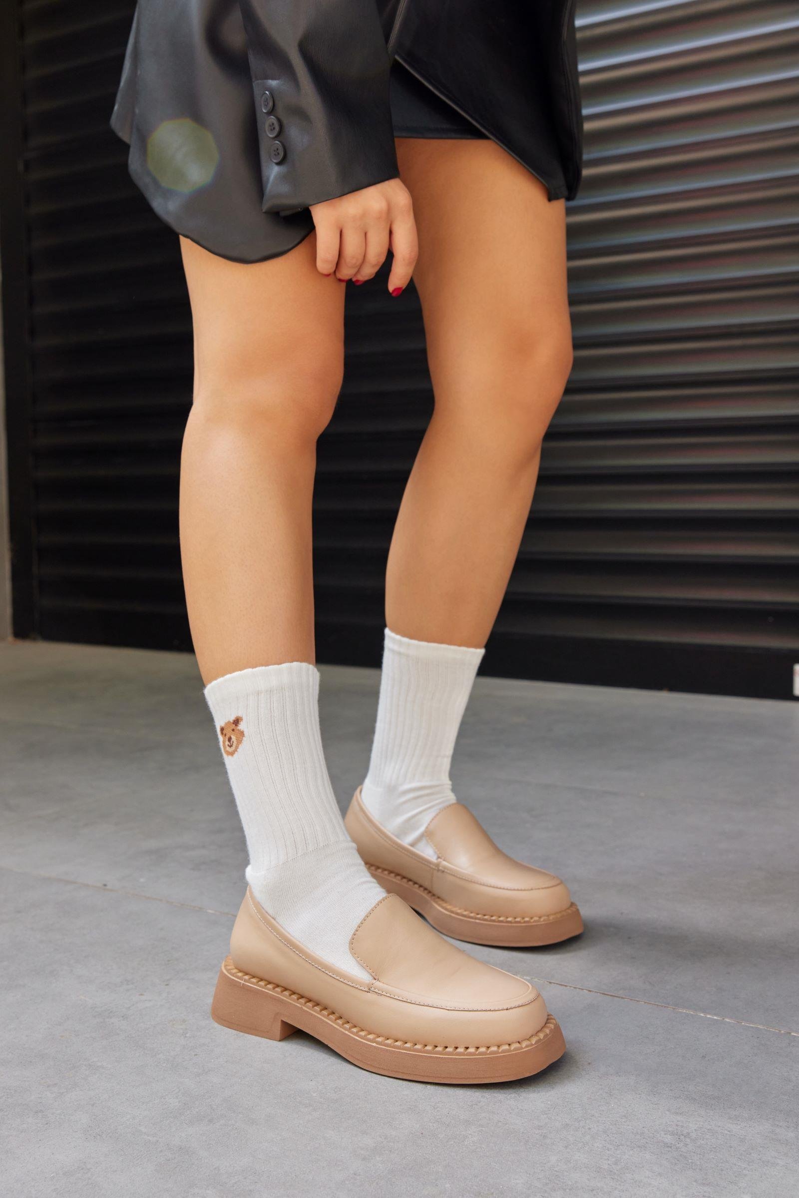 Belissa Green Genuine Leather Women's Loafers