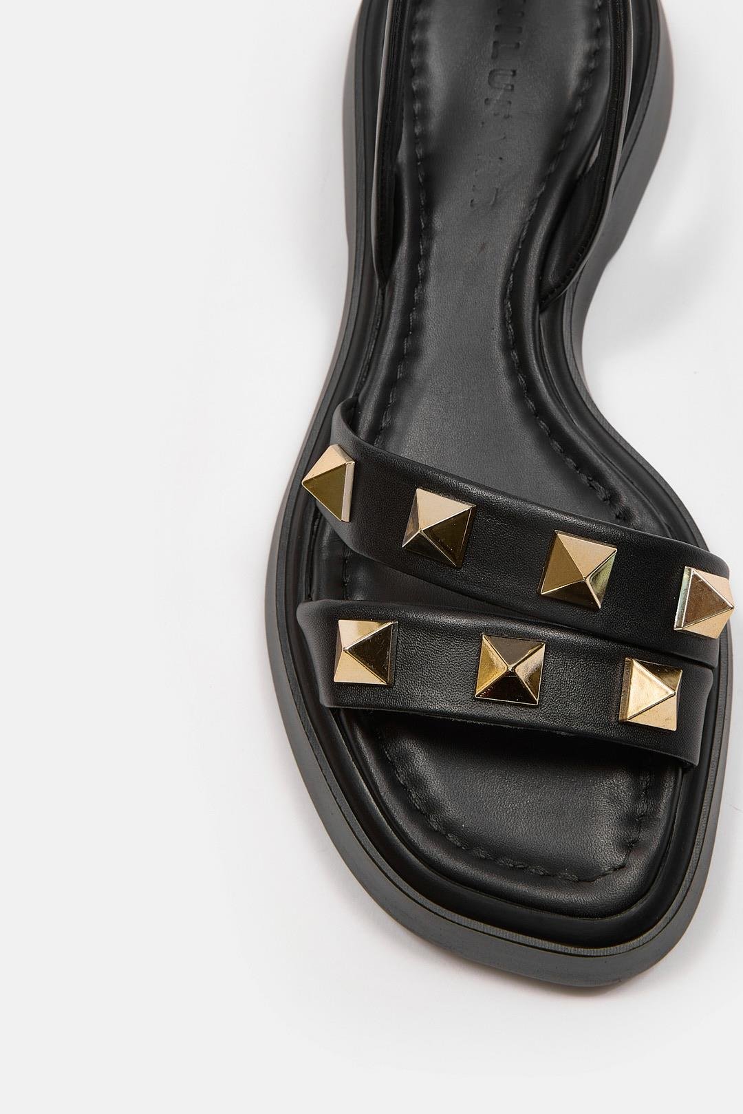 Bella Siyah Hakiki Deri Kadın Sandalet