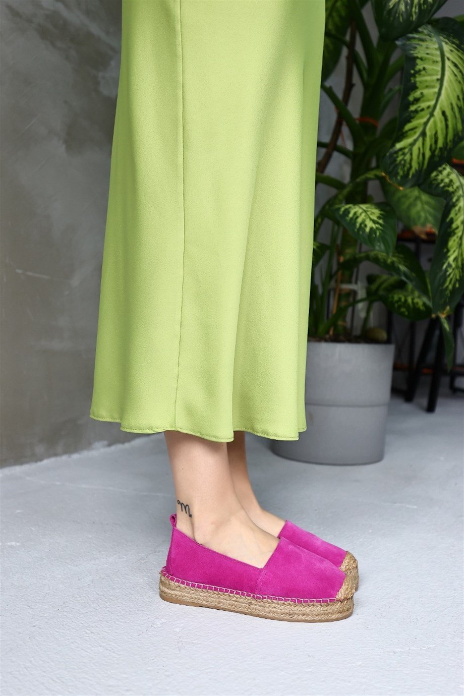 Best Pembe Süet Kadın Espadril Ayakkabı