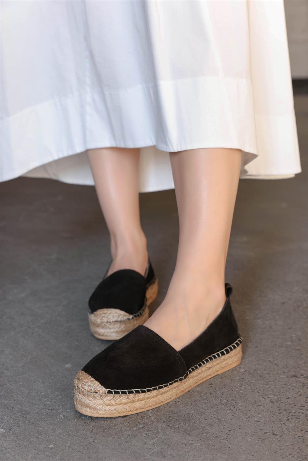 Best Siyah Süet Kadın Espadril Ayakkabı