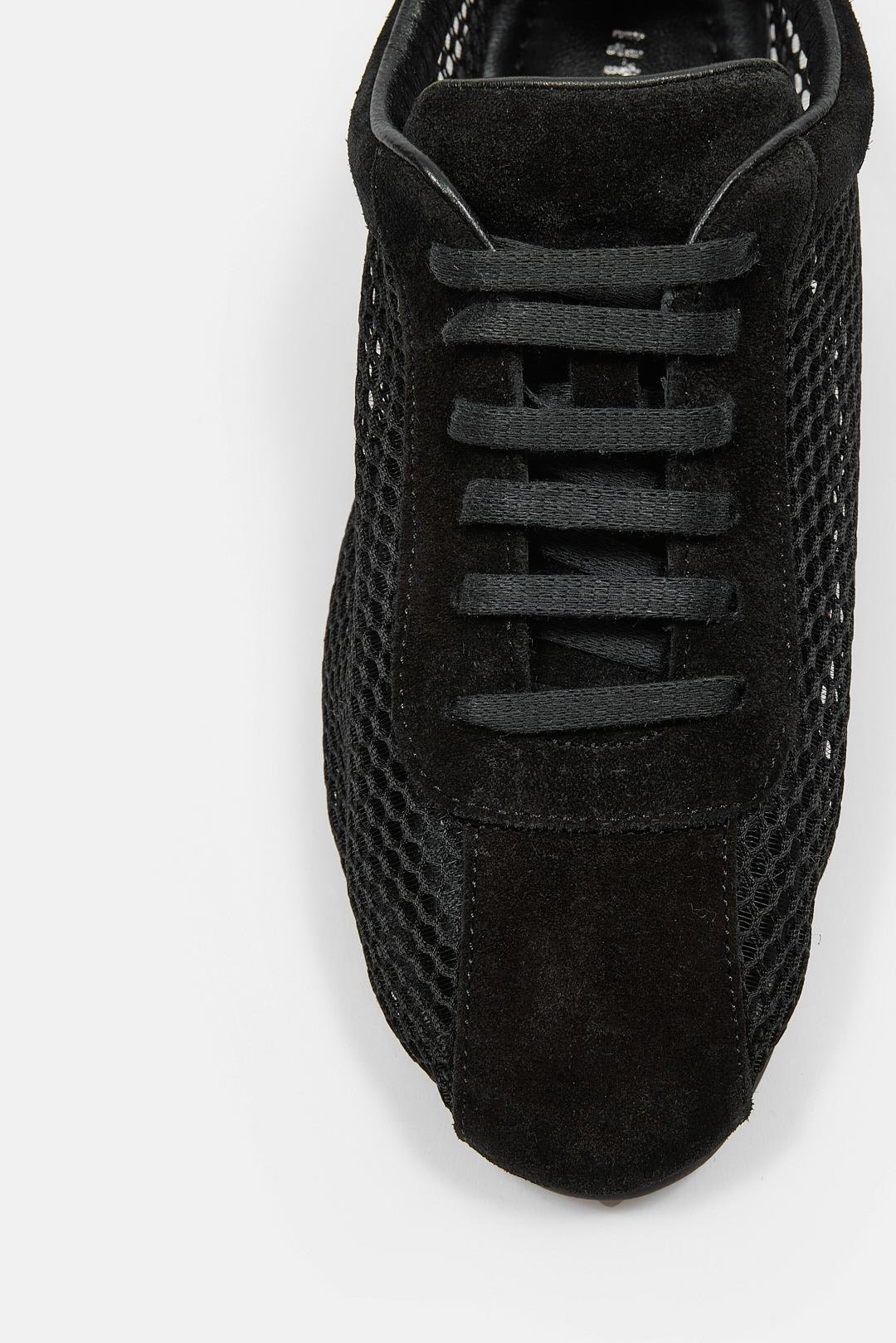 Biella Siyah Hakiki Deri Fileli Kadın Sneaker