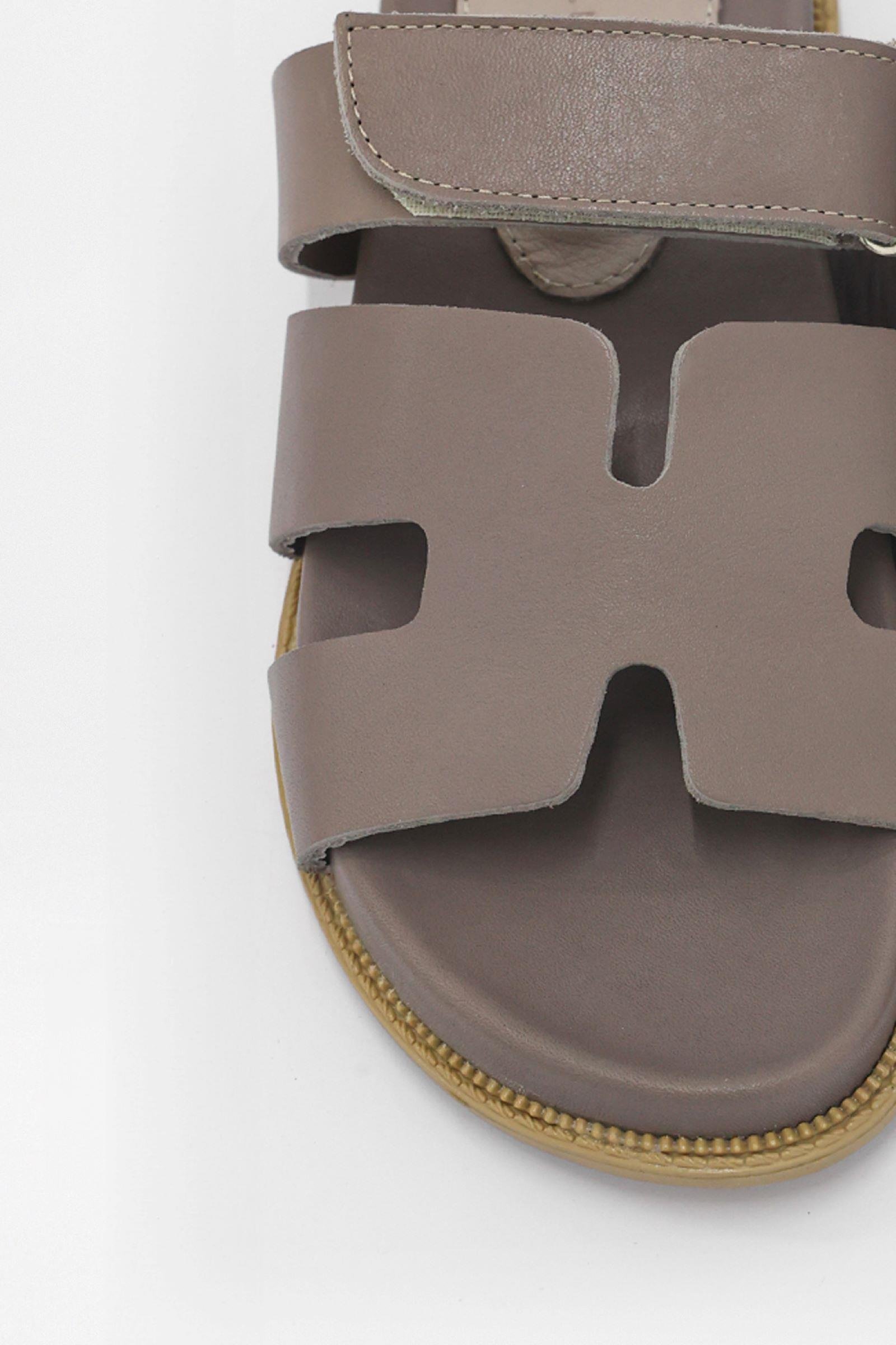 Bini Vizon Hakiki Deri Bantlı Kadın Terlik