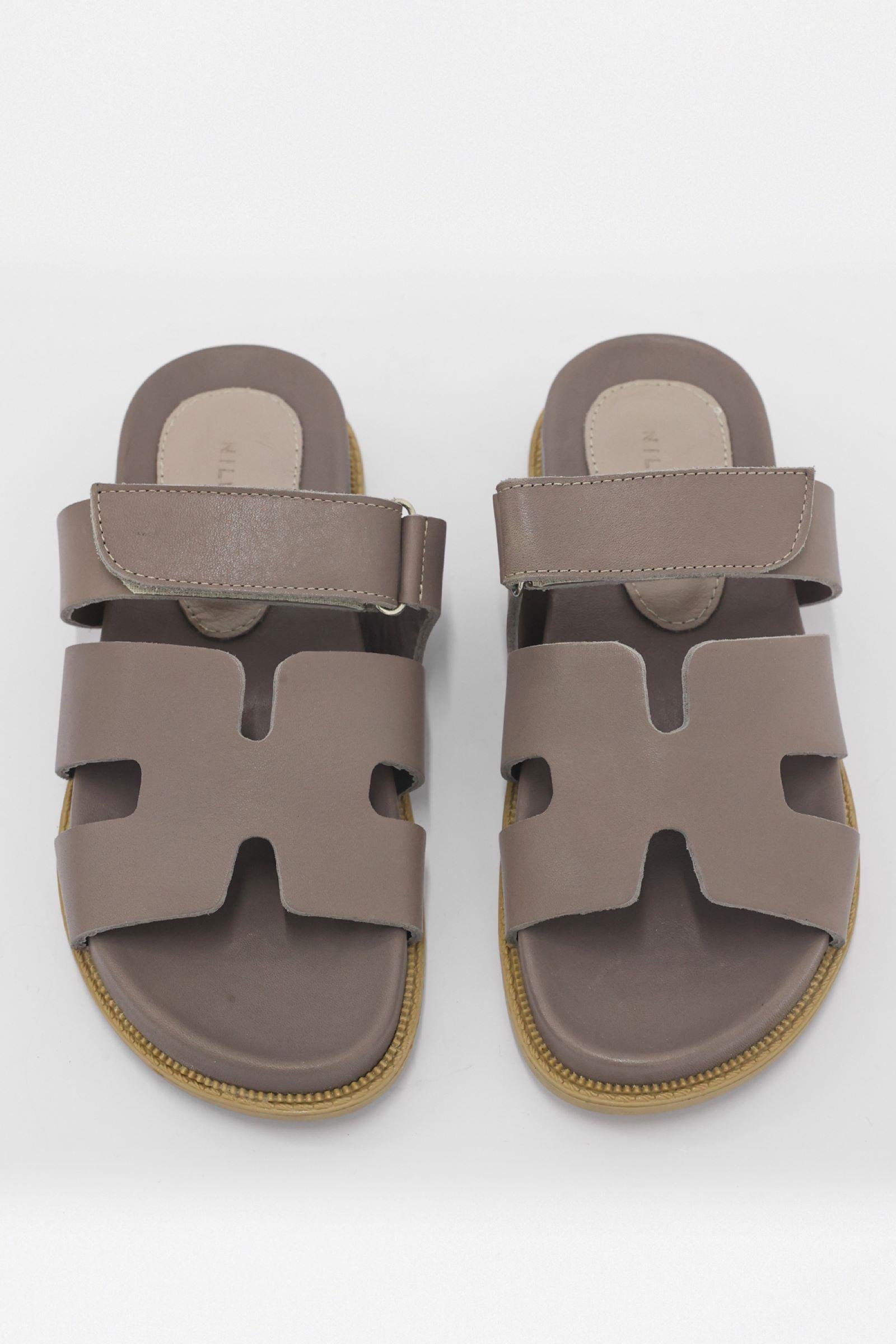 Bini Vizon Hakiki Deri Bantlı Kadın Terlik