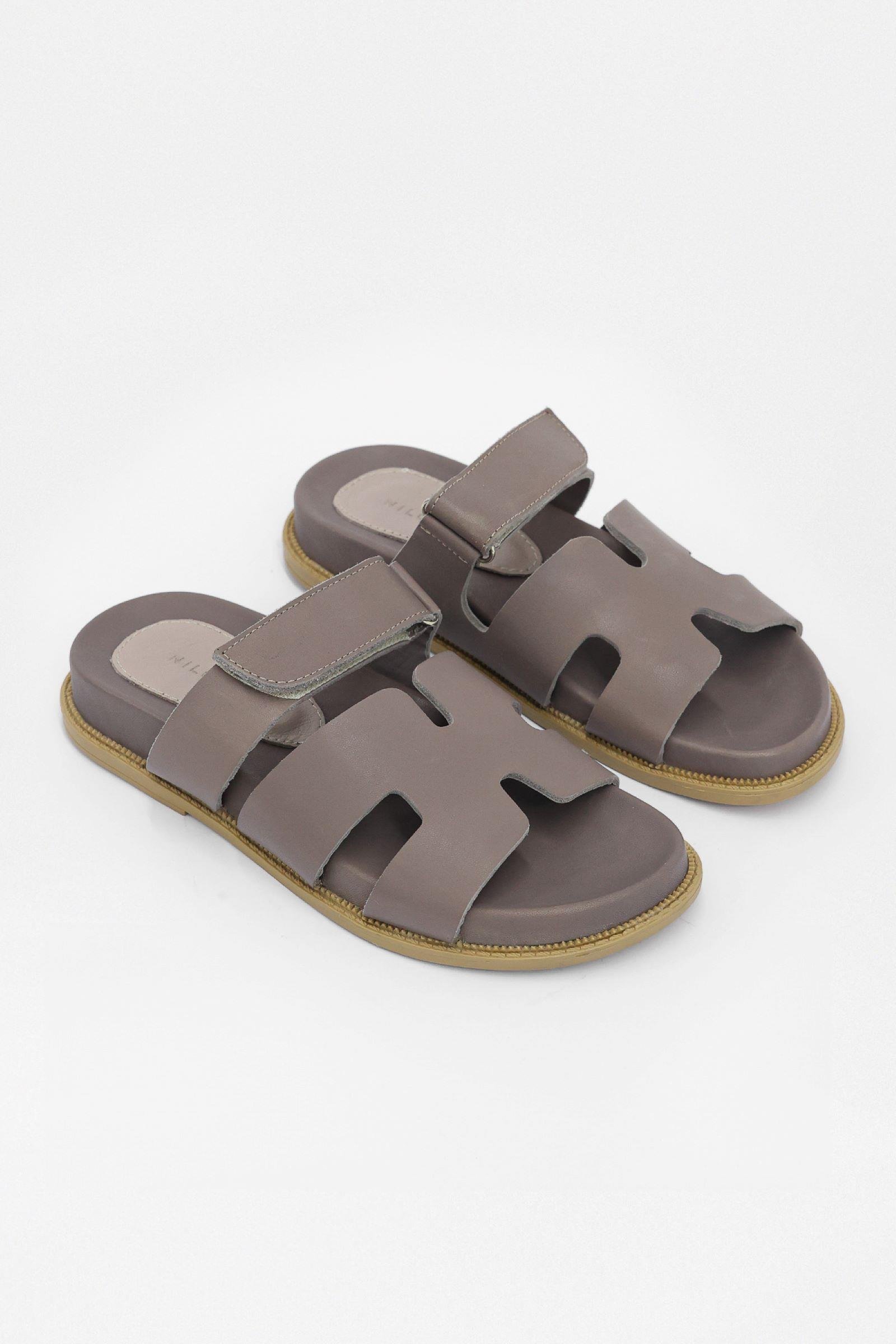 Bini Vizon Hakiki Deri Bantlı Kadın Terlik