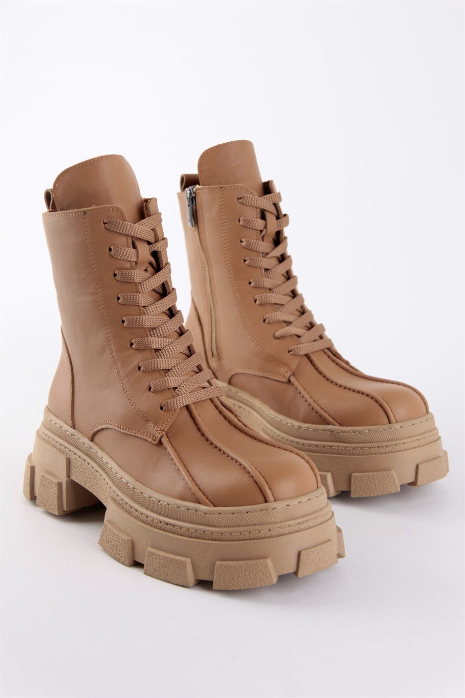 Brella Taba Hakiki Deri Kalın Tabanlı Kadın Bot