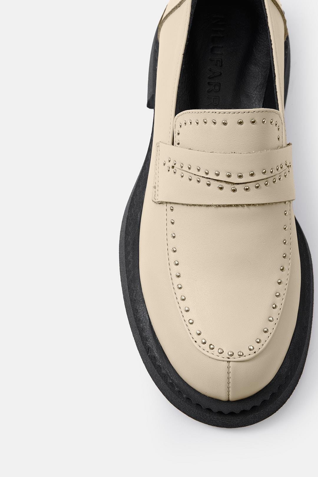 Britte Bej Hakiki Deri Troklu Kadın Loafer