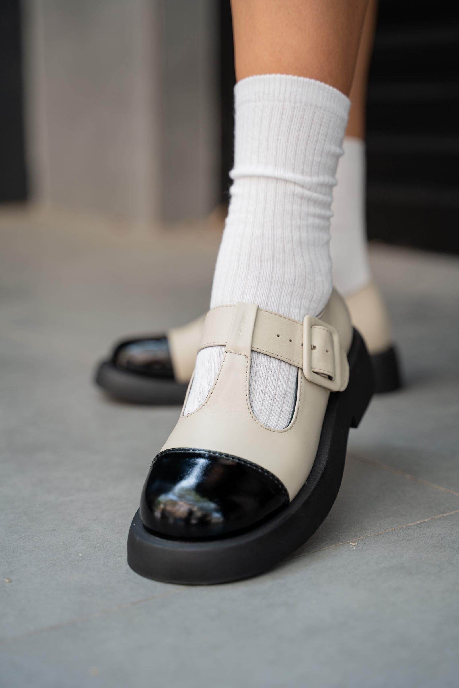 Bunny Bej Hakiki Deri Kadın Loafer