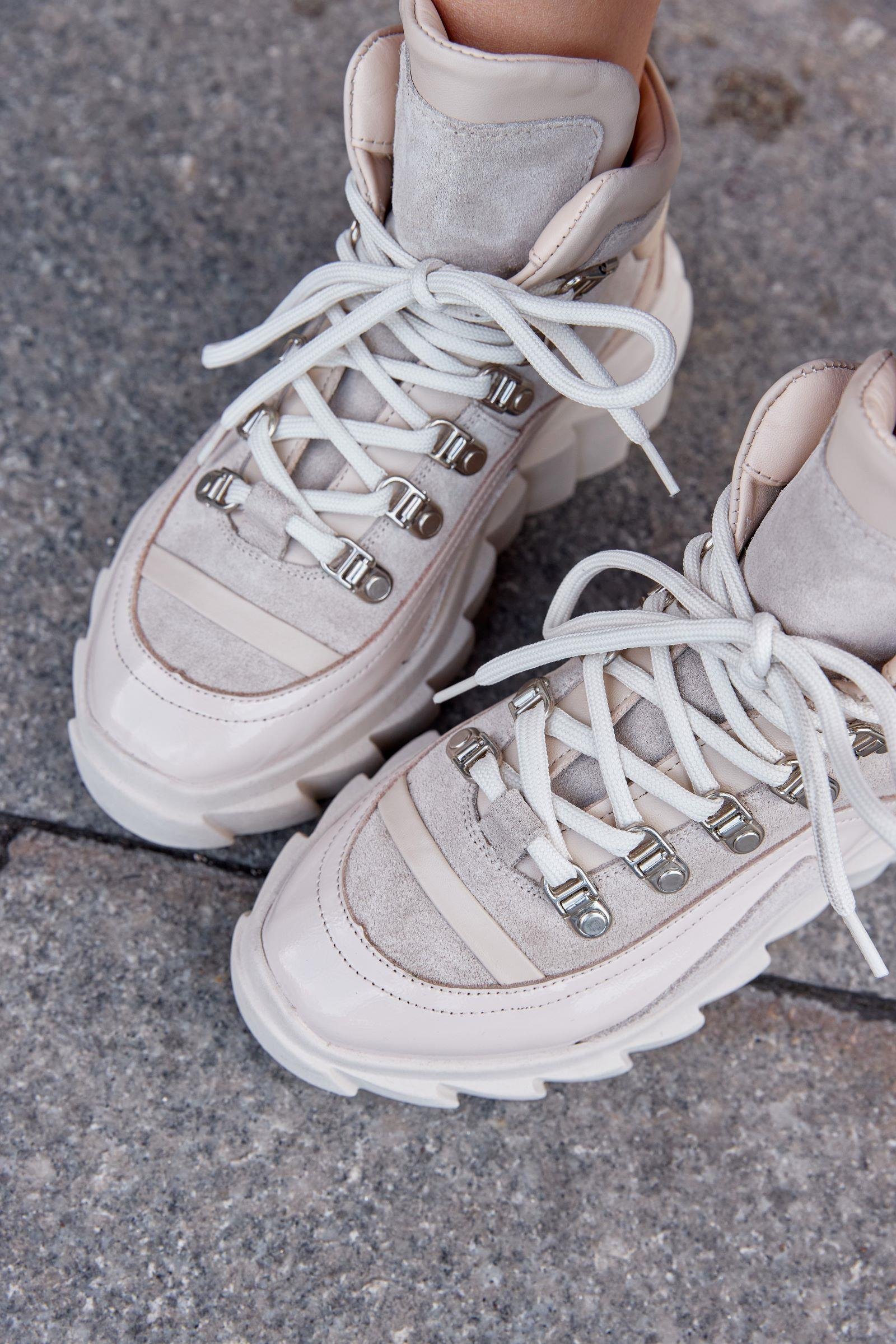 Candy Bej Hakiki Deri Kadın Sneaker Bot