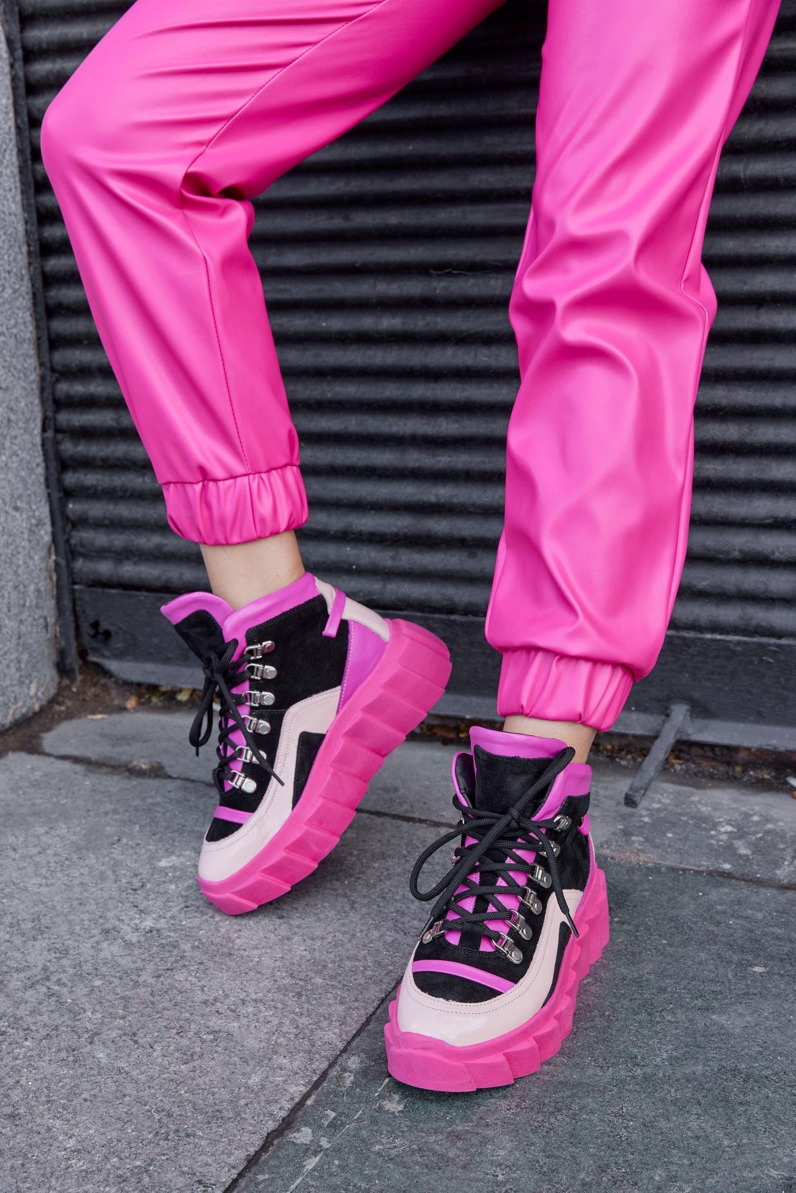 Candy Pembe Hakiki Deri Kadın Sneaker Bot