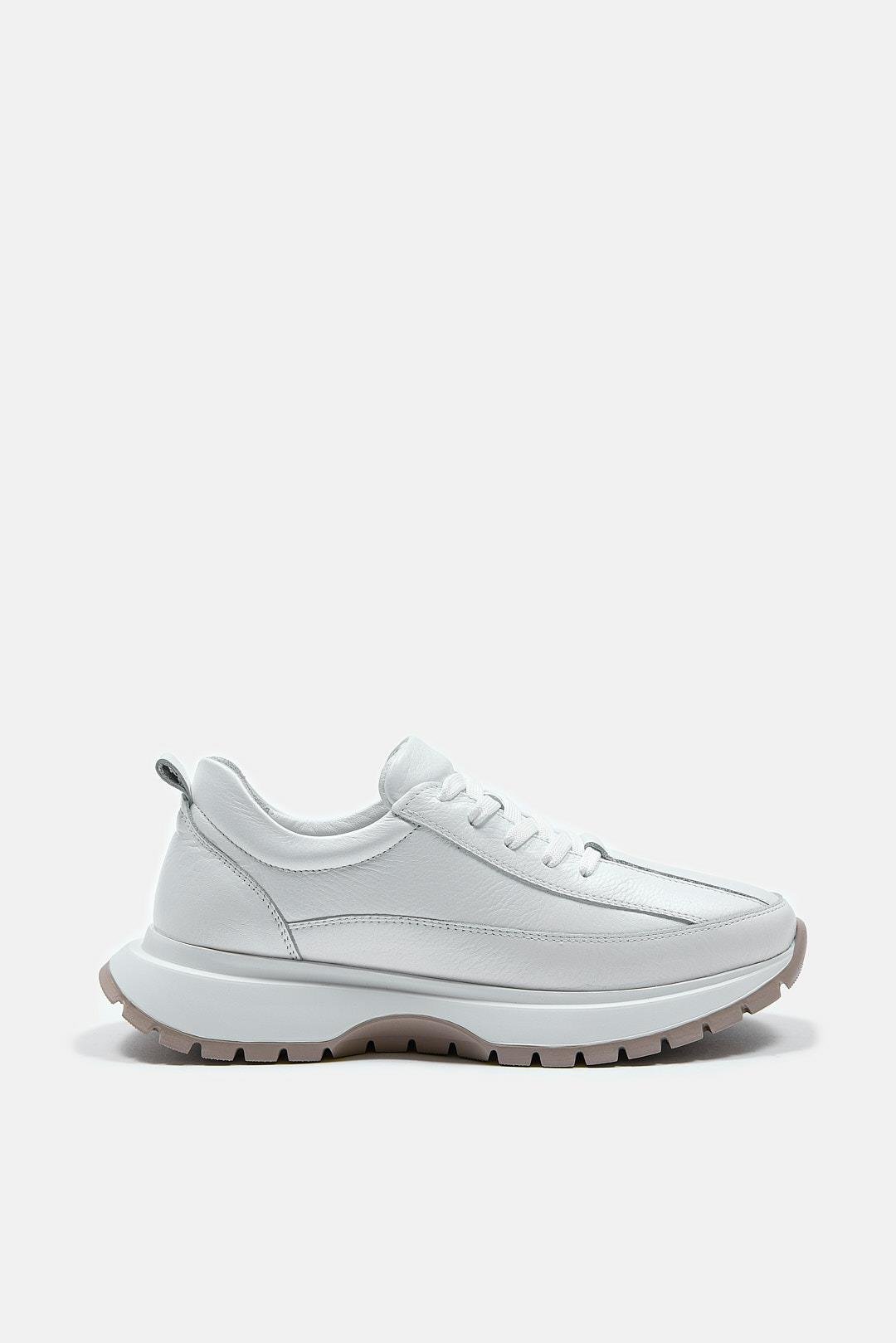 Cees Beyaz Hakiki Deri Kadın Sneaker