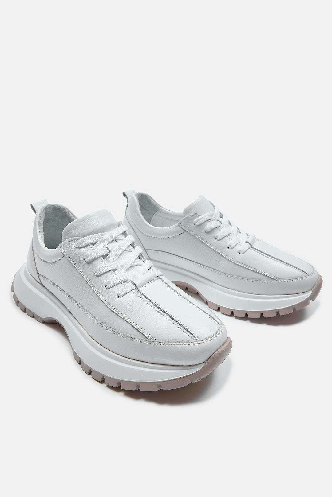 Cees Beyaz Hakiki Deri Kadın Sneaker