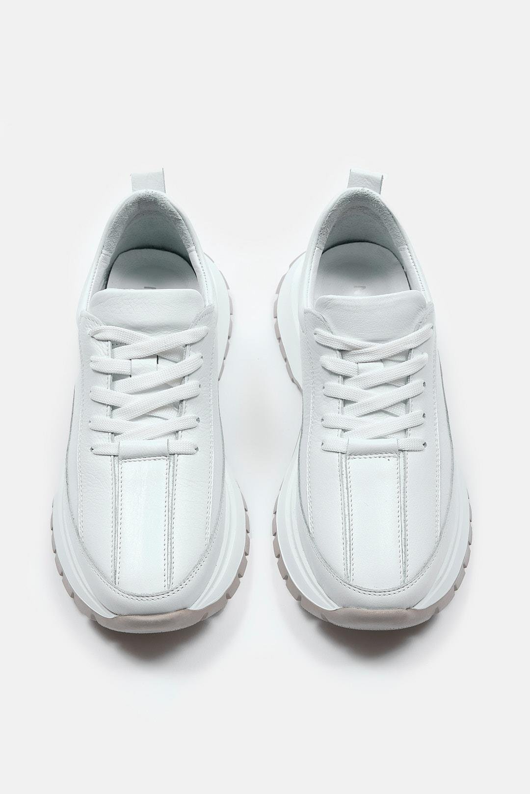 Cees Beyaz Hakiki Deri Kadın Sneaker