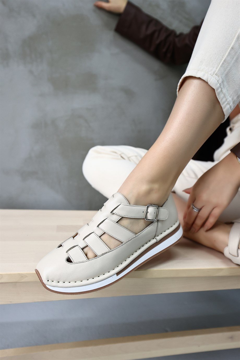 Clara Bej Hakiki Deri Kadın Sneaker