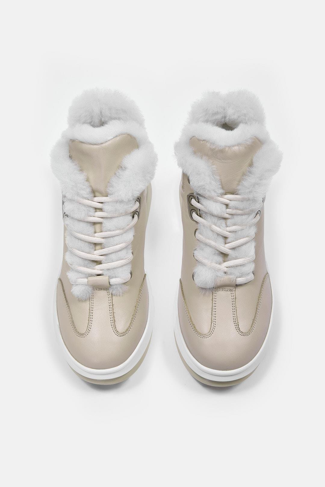 Cobie Bej Hakiki Deri Kürklü Kadın Bot