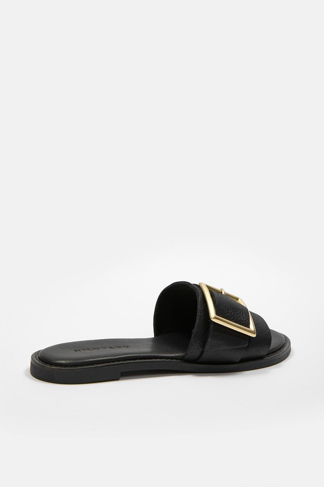 Coco Women's Black Leather Slipper With Belt Details