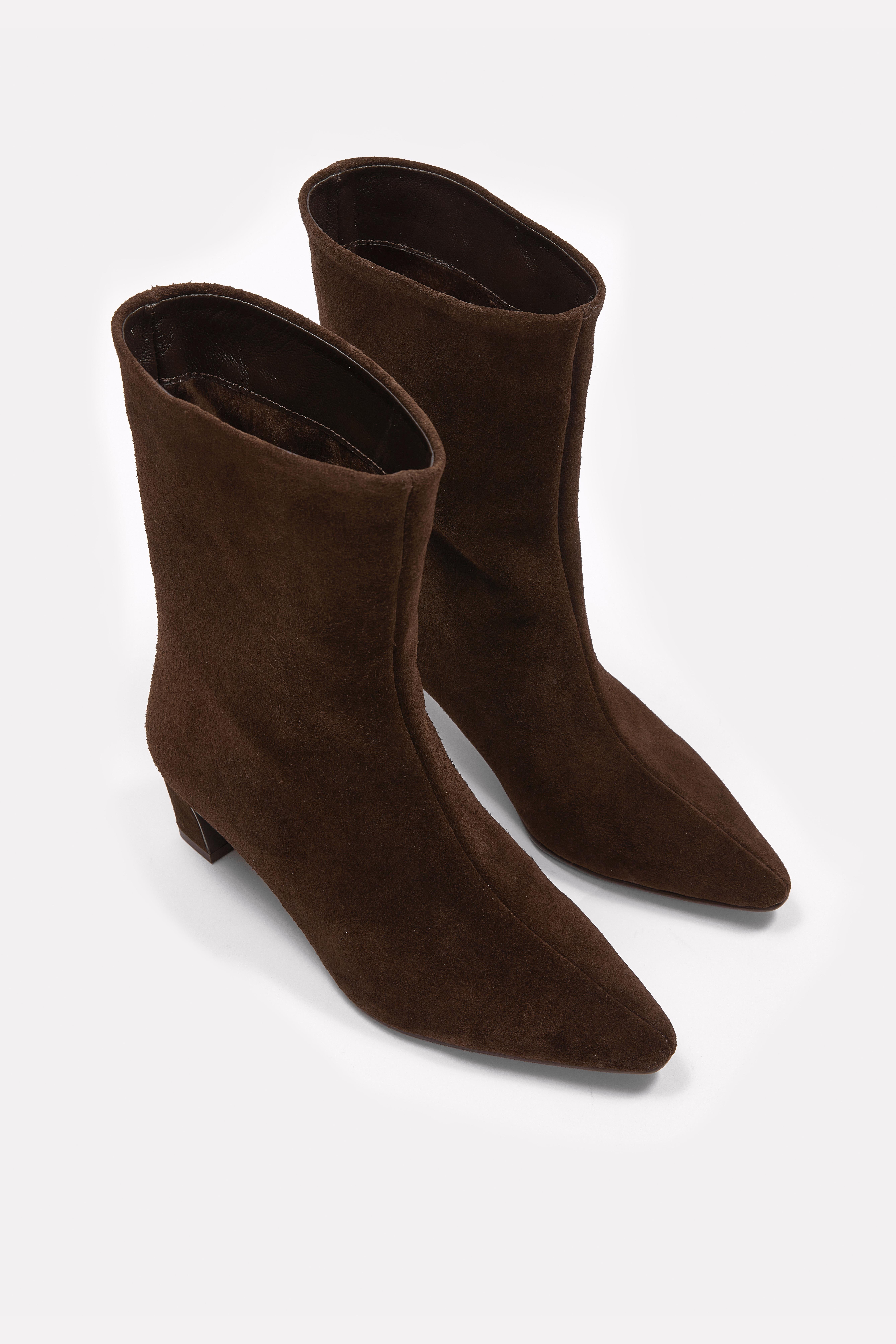 Dante Kahve Süet Hakiki Deri Topuklu Bot